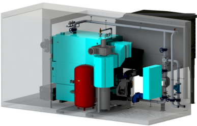 Container boiler rooms fired with wooden chip / wooden pellets - CKK-S 160 - 500 kW