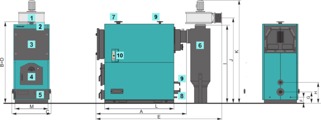 Solid fuel boilers EKO-CKS 500 BASIC DIMENSIONS